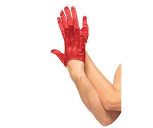 Leg Avenue Mini Cropped Satin Gloves, Red, One Size