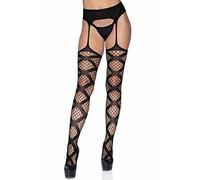 Leg Avenue Net Garter Belt Stockings, O/S (Black)