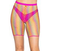 Leg Avenue Ombre Rainbow net Biker Shorts, O/S(Rainbow)
