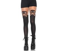 Leg Avenue One Size Black/Neon Pink Stripe Knee Highs