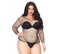Leg Avenue One Size Black Spaghetti Strap Opaque Bodystocking