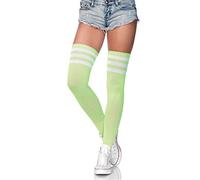 Leg Avenue One Size Black/Yellow Nylon Thigh Highs With Stripe