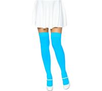 Leg Avenue Opaque Nylon Thigh-High Stockings Neon Blue