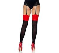 Straps stockings with Cuban Heel black-red