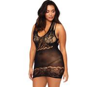 Leg Avenue Plus Floral Lace Mini Dress Black