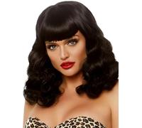 Leg Avenue Retro Bang Curly Bob Wig, 300 g Black