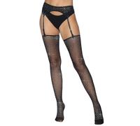 Leg Avenue Rhinestone Fishnet Garter Belt & Stockings Set Black (2-Piece)