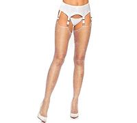 Leg Avenue Rhinestone Fishnet Stockings, 1X-2X (White)