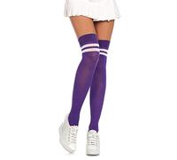 Leg Avenue Ribbed athletic thigh highs, Purple, One Size