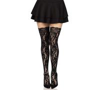 Leg Avenue Rose Pattern Lace Stockings Black One size