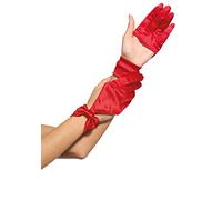 Leg Avenue Satin cut out gloves, Red, One Size