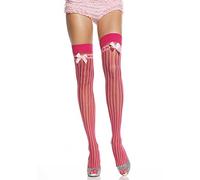 Leg Avenue Sheer Pin Stripe Thigh Highs, Pink, One Size