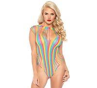 Leg Avenue Shredded Opaque Cut Out Teddy, Rainbow, One Size