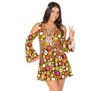 Leg Avenue SK85610 10125 Starflower Hippie Costume With Cold Shoulder Floral Fringe Dress,flower Headband 2PC.Starflower, Multi, X-Small