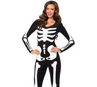 Leg Avenue Skeleton Catsuit Costume (L, Black/White)