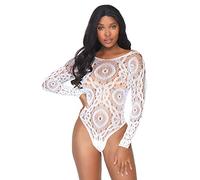 Leg Avenue Snap Crotch Thong Back Teddy, White, M/L