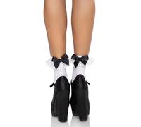 Leg Avenue Socks Bow and Lace Ruffle (White/Black)