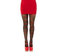 Leg Avenue Spandex sheer polka dot cherry tights, O/S, BLACK, Black, One size
