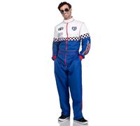 Leg Avenue Speedway Racer, features jumpsuit with pockets, two-way zipper, and patch accents, MULTICOLOR, MEDIUM