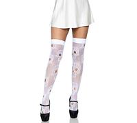 Leg Avenue Sugar Skull net Thigh Highs, O/S (White)