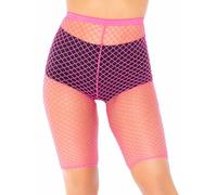 Leg Avenue Unisex's Troublemaker Fishnet Biker Shorts Adult Sized Costumes, Neon Pink, XL-XXL Plus