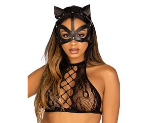 Leg Avenue Vegan leather studded cat mask.