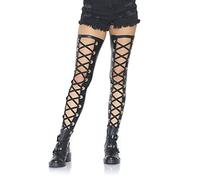 Leg Avenue Wetlook Footless lace up Thigh, Black, M/L