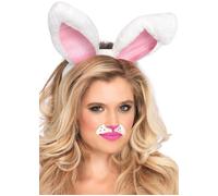 Womens Deluxe White Plush Bunny Ears