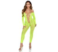 Leg Avenue Women’s Crotchless Footless Bodystocking Lingerie, Neon Green, One Size