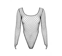Leg Avenue Women’s High-Cut Industrial Net Bodysuit, Black, One Size