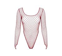 Leg Avenue Women’s High-Cut Industrial Net Bodysuit, Burgundy, One Size