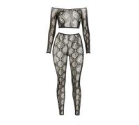 Leg Avenue Women’s Python Print Crop Top and Footless Tights Set, Black, One Size