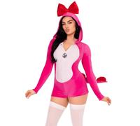 Leg Avenue Womens 1 Pc Comfy Dino Cutie Costume, Includes Ultra-soft Velvet Plush Romper With Egg Zipper Pull and Bow Hood, SMALL, Pink