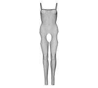 Leg Avenue Seamless Crotchless Fishnet Suspender Bodystocking Black