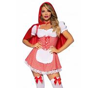 Leg Avenue Women's 2 Pc Fairytale Miss Red Costume with Dress, Hooded Cape
