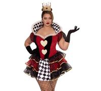 Leg Avenue 87219X 10108 2 Pc Queen of Hearts Halloween Costume for Women, Multicolor, 2X