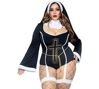Leg Avenue Women's 4 Pc Sister Sin Costume with Bodysuit, Belt, Collar, Head Piece