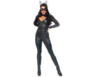 Leg Avenue Women's 4pc.wicked Kitty,zip Up Catsuit,belt,eye Mask,ear Headband Adult Sized Costumes