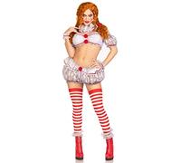 Leg Avenue Womens 6 PC Deadly Darling Clown Costume with Pom Hair Ties, X-LARGE, Multicolor
