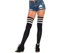 Leg Avenue womens Athletic Three Striped Knee High Socks, Black/White, 1x