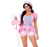 Leg Avenue Womens Bo Peep Sweetie Costume Includes Dotted Bloomer Romper With Bow Accents Pin-on Back Bow and Head Piece, Multicolor, XS