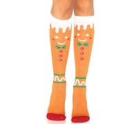 Leg Avenue Women's Christmas Holiday Casual Knee High Socks, Gingerbread, One Size