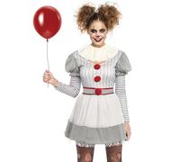 Ladies Leg Avenue Grey Creepy Clown Costume