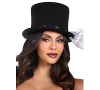 Leg Avenue Womens Deluxe Collapsible Top Hat, Black, O/S