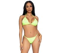 Leg Avenue Women's Domino Bikini Set Lingerie, Lime, Medium
