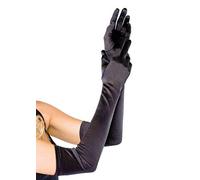Leg Avenue 16B22001 16B-Extra Long Satin Gloves, Black, One Size (UK 6-12)
