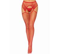 Leg Avenue Women's Fishnet Stockings With Attached Garter Belt Leg Avenue Faux Lace Up Dual Net Backseam Stockings