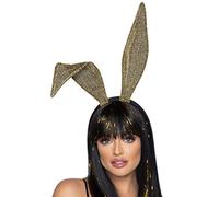 Leg Avenue Women's Glitter Bunny Ear Headband Adult Sized Costumes, Gold, One