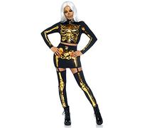 Leg Avenue Women's Golden Skeleton Costume, Black/Gold, Medium