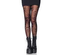 Leg Avenue Women's Micro Net Skull Fishnet Tights Hosiery, Black, One Size (6-12)